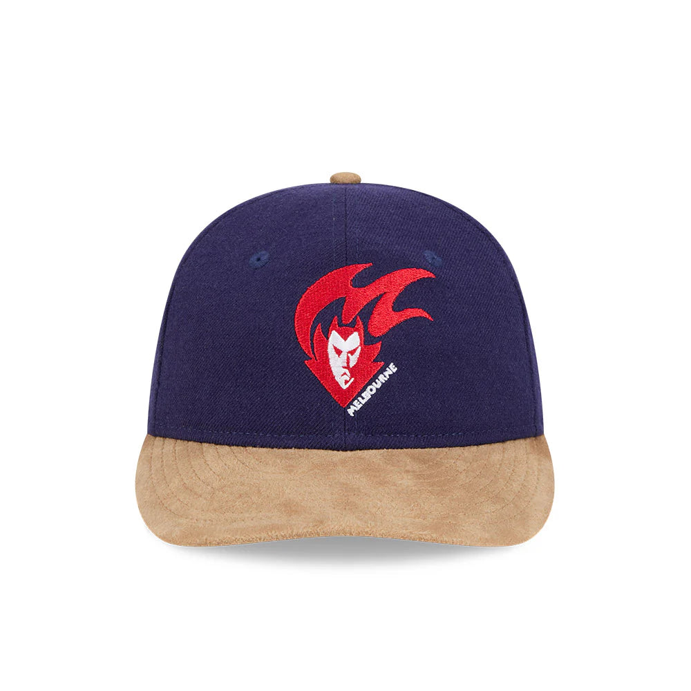 Melbourne Demons Hat - AFL 2025 Retro Contrast Suede 9Fifity Strapback Cap - New Era